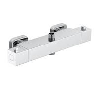 Mélangeur de douche thermostatique, Robinet de barre carré double sortie, Robinet de bain en laiton chromé avec contrôle de l'eau froide chaude, installation facile pour la rénovation moderne de salle