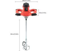 Mélangeur électrique à main 1500 W - Mélangeur pour enduits, mortier et peinture - Tige de mélange - Pour enduits, ciment, peinture - Mélangeur industriel - Rouge
