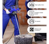 Mélangeur électrique portatif 2600W à 6 vitesses pour béton, mortier, peinture, ciment, avec tige de mélange M14 pour mortiers, coulis, peintures, ciments, plâtres et enduites Bleu