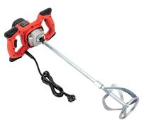 Mélangeur industriel pour ciment et mortier - Mélangeur portatif de 1500 W - Poignée antivibrations - Moteur avec balais en cuivre pur - Pour enduit et mortier - Rouge