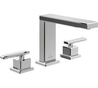Mélangeur lavabo V&B 3 trous Mettlach sans vidage, robinet fermé. Régulateur, montage sur pied, chr