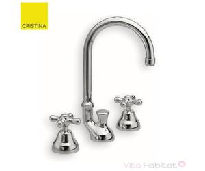 Mélangeur pour lavabo IMPERO bec tube orientable 3 trous + Vidage - CRISTINA ONDYNA IM20651