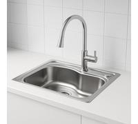 Melanstar Évier de cuisine double en acier inoxydable - 1 bac et siphon (43 * 58cm)