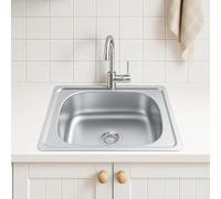 Melanstar Évier de cuisine double en acier inoxydable - 1 bac et siphon (48 * 48cm)