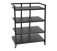 MELAQULY Rack audio, support multimédia à 4 niveaux avec roues, 60 x 52 x 85 cm, étagère pour tourne-disque et appareils multimédias pour salon et bureau