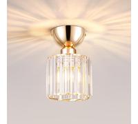 MELAYR 4773855 Plafonnier en Cristal Doré E27 Lustre Moderne Lampe Plafond | Petit Ø13CM Semi-Encastré en Métal Élégante Luminaire pour Couloir Entrée Salle à Manger Chambre Luminaire Suspension Cuisine