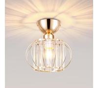 MELAYR 4773876 Plafonnier en Cristal Doré E27 Lustre Moderne Lampe Plafond | Petit Ø19CM Semi-Encastré en Métal Élégante Luminaire pour Couloir Entrée Salle à Manger Chambre Luminaire Suspension Cuisine