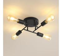 MELAYR 4810463 E27 Moderne Plafonnier MAX.60W Lampe Plafond | Noir Remplacement Facile Ceiling Lights for Salon Chambre Bureau Cuisine et Couloir