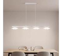 MELAYR Suspension Luminaire Verre 4500K 4 Lumières Plafonnier LED 4776960 | Lustre Suspension Blanche Hauteur Réglable Lampe LED Moderne pour Îlot de Cuisine Salle à Manger Salon Cuisine