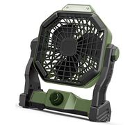 Melchioni Family | Ventilateur de Camping Portable Rechargeable avec Lumière, Batterie Intégrée 5200 mah Rechargeable par Câble USB, Lumière LED, 3 Luminosités, 12 cm, 3 Vitesses, Rotation 180°