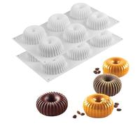 Melearch Lot de 2 moules à donuts en silicone - Moule à bagel - Moule à muffins - Poêle à cupcake - Outil de bricolage - Four et lave-vaisselle