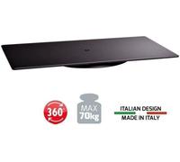 Meliconi ROTOBASE ELITE M, Support Rotatif pour Moniteur et Téléviseur, Base Pivotante 360°, Capacité 70 kg, Verre Trempé, Made in Italy, Noir