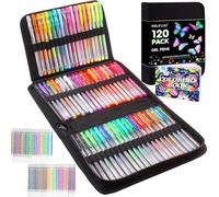 Melifluo 120 Stylos Gel Pailletés - 60 Stylos Paillette + 60 Recharges - Encre Gel Métallique, Néon, Pastel, Glitter - Étui Zippé pour Coloriage Adulte, Dessin, Scrapbooking, Écriture