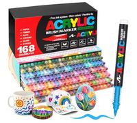 Melifluo Feutre Acrylique Lot de 168 Couleurs à Pointe Pinceau - Marqueur Peinture Acrylique Adulte, Encre à l'Eau Couvrante pour Pierre, Verre, Bois, Tissu, Toile - Coffret Cadeau Loisirs Créatifs