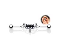 Melighting Barre Industrielle Halloween Papillon Noir Barre Droite Pendentif Chaîne Bijou Cartilage Gothique Perçage Industriel