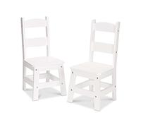 Melissa & Doug - Lot de 2 chaises en bois massif, chaises pour enfant, mobilier fini blanc pour salle de jeux
