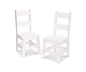 Melissa & Doug - Lot de 2 chaises en bois massif, chaises pour enfant, mobilier fini blanc pour salle de jeux