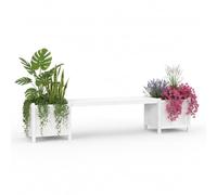 Melko Banc de Jardin Banc en Bois Blanc 2en1 Bac à Fleurs 2 bacs à Fleurs Bois Mobilier de Jardin