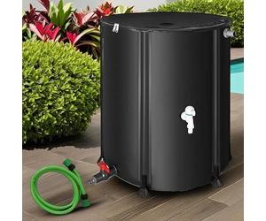 Melko - Bidon de pluie pliable de 1000 l avec robinet de sortie et barres de support en PVC - tonneau de pluie mobile avec protection anti-débordement et raccord - résistant aux intempéries pour