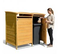Melko Cache-poubelle en bois - 240 l - 140 x 85 x 127 cm | Avec paroi arrière, boîte pour la poubelle, convient pour le jardin, l'allée et la cour
