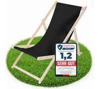 Melko Chaise longue pliante en bois - Chaise longue de jardin pliante - Noir