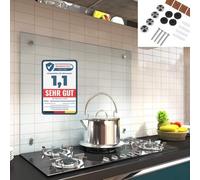Melko Écran de protection anti-projection en verre - Panneau de cuisinière - Verre trempé de sécurité de 6 mm - Fond mural avec matériel de fixation inclus., Verre, Milchglas, 80 x 60 cm