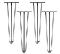 Melko Lot de 4 pieds de table en épingle à cheveux en acier de 12 mm avec protection de sol, hauteur 45 cm, acier, 3 entretoises