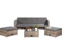 Melko Meubles de jardin 6pcs Lounge Ensemble de salle à manger Polyrattan - Gris