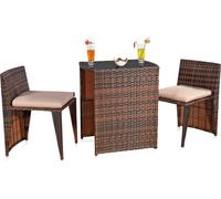 Melko Meubles de jardin Set de 3 sièges en polyrattan Ensemble de jardin pour manger - Marron