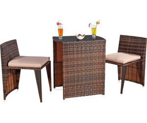 Melko Meubles de jardin Set de 3 sièges en polyrattan Ensemble de jardin pour manger - Marron