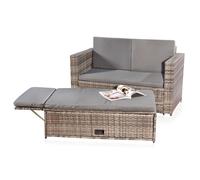 Melko Mobilier de jardin Polyrotin Salon Table Repose-pieds pliable Ensemble de sièges - Gris