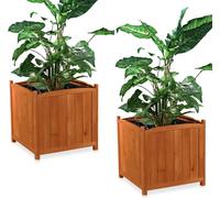 Melko Pot de fleurs Bac à fleurs Cache-pot en bois - 50 cm Set de 2 pièces