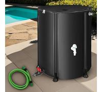 Melko Récupérateur d'eau de Pluie Pliable de 380 l avec Robinet d'écoulement, Barres de Support en PVC et Tuyau d'arrosage de 2 m, tonneau de Pluie Mobile avec Protection Anti-débordement et raccord
