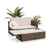 Melko Salon de Jardin, mobilier de Jardin, canapé, Banc, Table Pliante, Lot de Jardin en rotin, sièges Marron