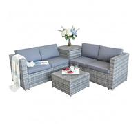Melko XXL Groupe de sièges Poly-rotin + XXL, boîtier de Cuisson, Banquette, Salon de Jardin, Ensemble de Jardin Gris