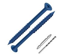 Mellewell Lot de 25 vis à béton à tête plate bleues de 0,6 x 7,6 à 1,3 cm | Antirouille, haute résistance, pour brique de maçonnerie, ciment, stuc, 1 embout de tournevis et 1 foret inclus