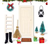 MELLIEX Accessoires de Porte de Lutin de Noël, 12 Pièces Lutin de Noël Farceur Accessoires Miniature Noël Decoration Micro Paysage Decoration Noel Bois Lutin pour DIY