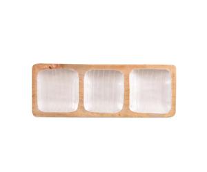 MELLOW Plateau apéritif 3 compartiments en Bois de manguier et Résine 41x15 cm lignes TABLE PASSION