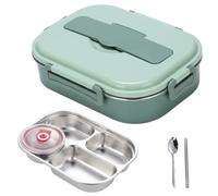 Mellowix Boîte à déjeuner isolée en acier inoxydable, conteneurs à 4 grilles anti-fuite, boîte de stockage des aliments de 1, 5 l pour adultes, vert
