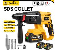 MELLWIN 1680W perceuse à percussion électrique sans brosse 26MM marteau à percussion rotatif sans fil outil électrique pour le travail du bois pour batterie 21V 18V Without Battery-A