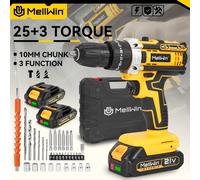 MELLWIN 25 + 3 couple sans fil perceuse à percussion électrique ensemble polyvalent tournevis électrique ensembles d'outils pour Makita 18V batterie broche 2XBattery Set