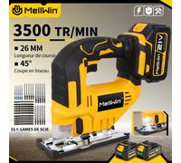 MELLWIN 3500 tr/min scie sauteuse électrique sans fil scie incurvée sans fil avec 31 lames outil de coupe multifonction pour Makita 18VBattery broche 2 Battery set