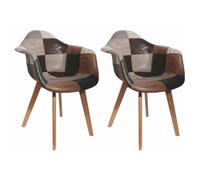AltoBuy MELO - Lot de 2 Fauteuils Scandinaves Aspect Vieux Cuir