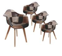 Lot de 4 Fauteuils Scandinaves Aspect Vieux Cuir - MELO - ALTOBUY Multicolore G