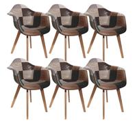 Lot de 6 Fauteuils Scandinaves Aspect Vieux Cuir - MELO -
