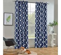 Melodieux Lot de 1 Panneau de Rideau occultant Tendance Marocaine à œillets pour Salon, Chambre à Coucher, 132,1 cm de Large x 243,8 cm de Long, Bleu Marine