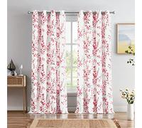 Melodieux Lot de 2 Rideaux à œillets décoratifs à Motif Floral pour Salon, Ferme, 132,1 x 243,8 cm, imprimé Floral Rose Abricot
