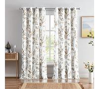 Melodieux Lot de 2 Rideaux à œillets décoratifs à Motif Floral pour Salon, Ferme, 132 x 213 cm, imprimé Fleurs d'abricot café