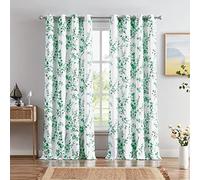 Melodieux Lot de 2 Rideaux à œillets décoratifs à Motif Floral pour Salon, Ferme, Vert Abricot, 132 x 243 cm