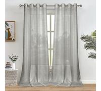 Melodieux Lot de 2 Rideaux Semi-Transparents Gris de 213,4 cm de Long pour Salon, Chambre à Coucher, voilages à œillets, 132,1 x 213,4 cm